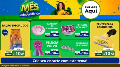 Modelo de TV para TV Horizontal com o tema Mês da Independência para Pet Shop