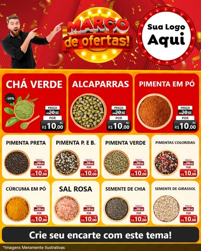 Modelo de Rede Social para Feed Instagram com o tema Março de Ofertas! para Produtos Naturais