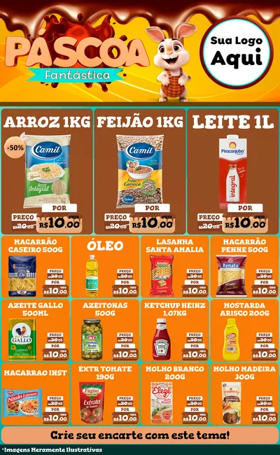 Modelo de Encarte para Encarte Grande com o tema Páscoa Fantástica para Supermercado