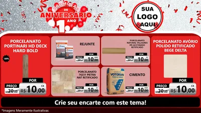 Modelo de TV para TV Horizontal com o tema Promoção de Aniversário - 1 Ano para Pisos e revestimentos