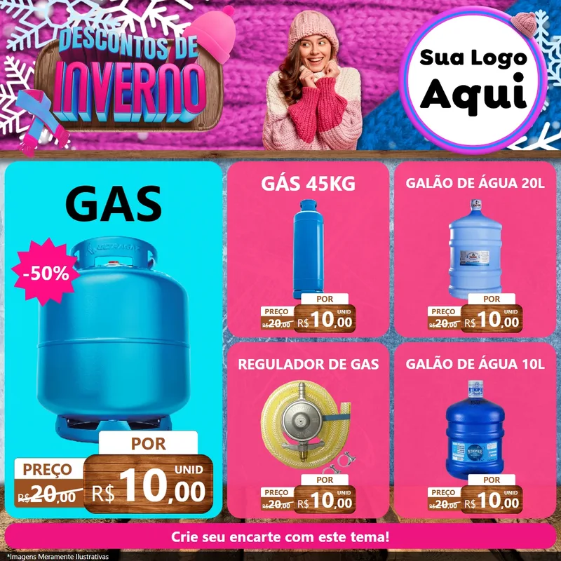 Modelo de Rede Social para Feed Facebook com o tema Descontos de Inverno para Água e gás