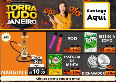 Modelo de Encarte para Encarte A4 Horizontal com o tema Torra Tudo Janeiro para Tabacaria