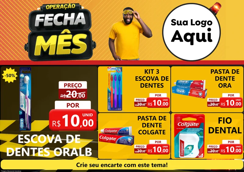 Modelo de Encarte para Encarte A4 Horizontal com o tema Operação Fecha Mês para Higiene Pessoal