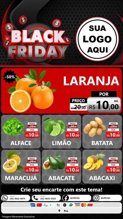 Modelo de Rede Social para Stories com o tema Black Friday para Hortifrúti