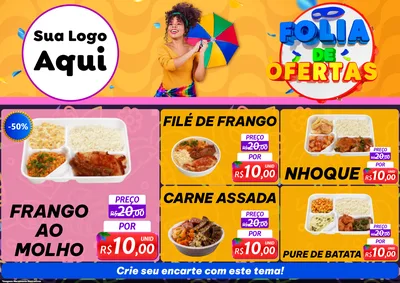 Modelo de Encarte para Encarte A4 Horizontal com o tema Folia de Ofertas para Restaurante