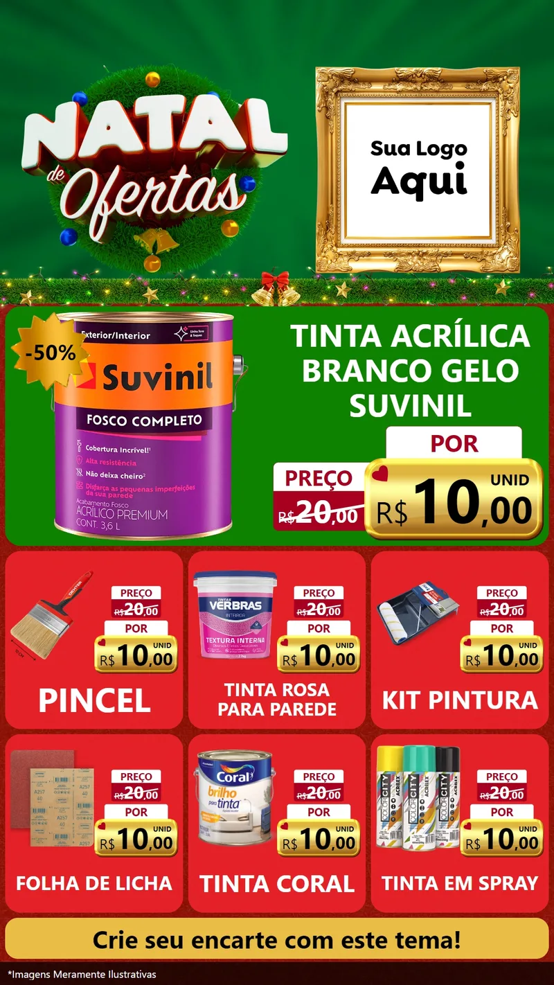 Modelo de Rede Social para Stories com o tema Natal de Ofertas para Tintas e Ferramentas