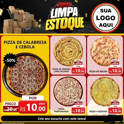 Modelo de Rede Social para Feed Facebook com o tema Operação Limpa Estoque para Pizzaria