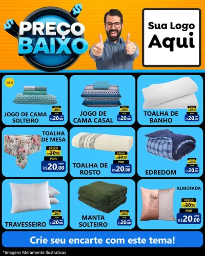 Modelo de Rede Social para Feed Instagram com o tema Preço Baixo para Cama, Mesa e Banho