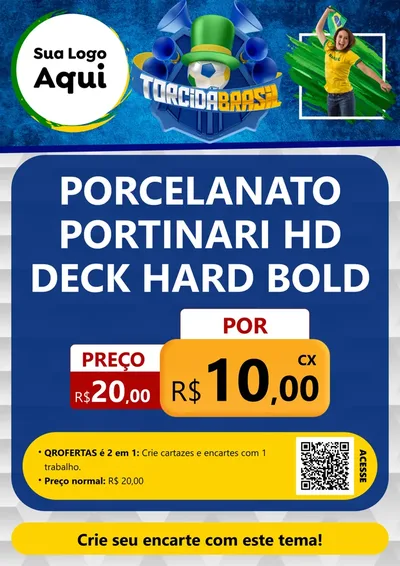 Modelo de Cartaz para Cartaz A4 Vertical com o tema Torcida Brasil - Copa para Pisos e revestimentos