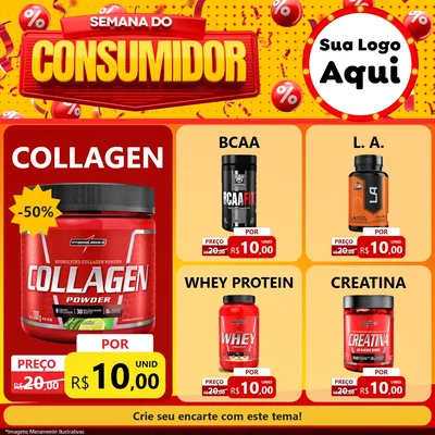 Modelo de Rede Social para Feed Facebook com o tema Semana do Consumidor para Suplementos alimentares