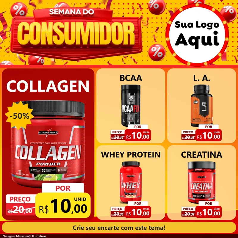 Modelo de Rede Social para Feed Facebook com o tema Semana do Consumidor para Suplementos alimentares