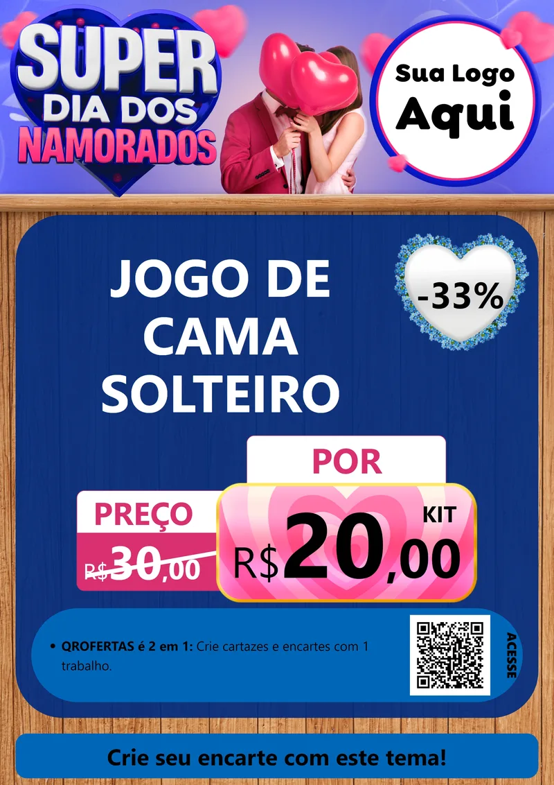 Modelo de Cartaz para Cartaz A4 Vertical com o tema Super Dia dos Namorados para Cama, Mesa e Banho