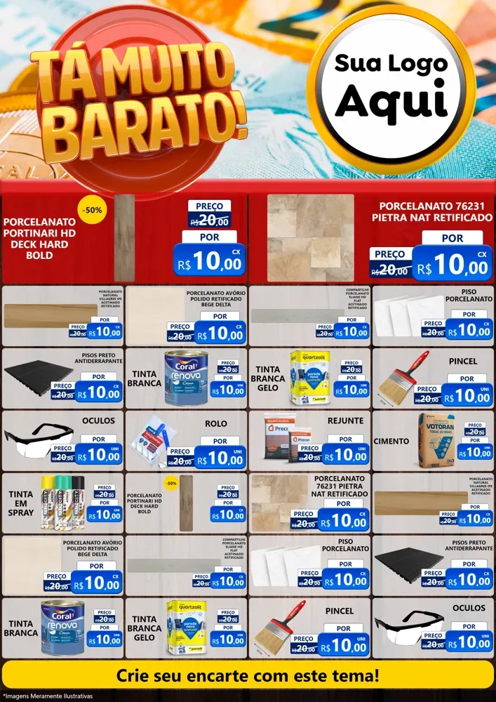 Modelo de Encarte para Encarte A4 Vertical com o tema Está Muito Barato para Pisos e revestimentos