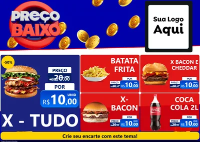Modelo de Encarte para Encarte A4 Horizontal com o tema Preço Baixo para Hamburgueria