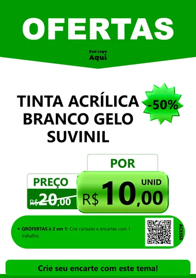Modelo de Cartaz para Cartaz A4 Vertical com o tema Ofertas Verde Cartaz para Tintas e Ferramentas