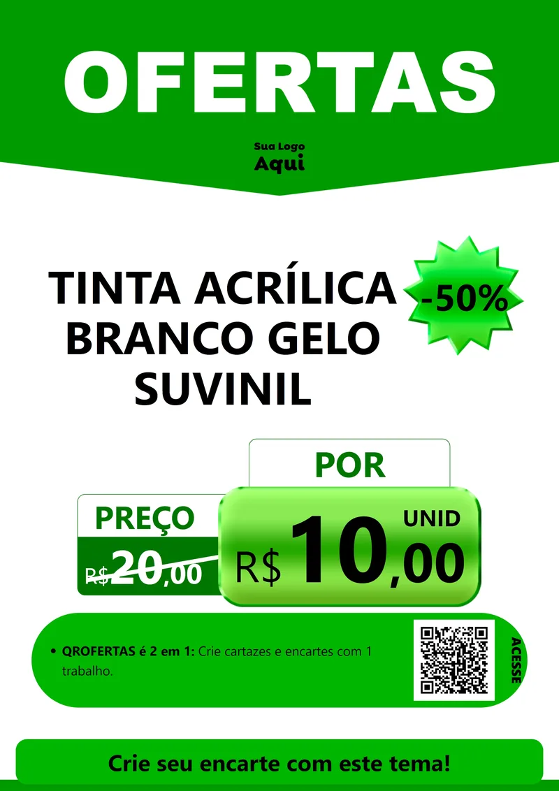 Modelo de Cartaz para Cartaz A4 Vertical com o tema Ofertas Verde Cartaz para Tintas e Ferramentas
