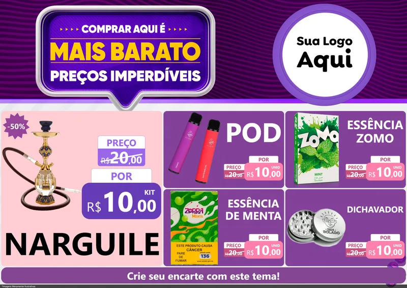 Modelo de Encarte para Encarte A4 Horizontal com o tema Mais Barato para Tabacaria
