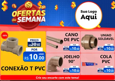 Modelo de Encarte para Encarte A4 Horizontal com o tema Ofertas Da Semana para Tubos e conexões