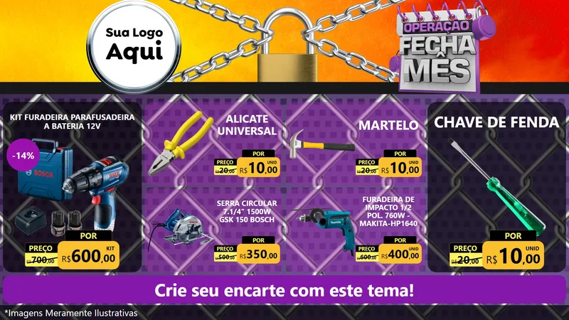 Modelo de TV para TV Horizontal com o tema Operação Fecha Mês para Maquinas e Ferramentas