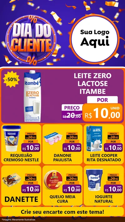Modelo de Rede Social para Stories com o tema Dia do Cliente para Frios e Laticínios