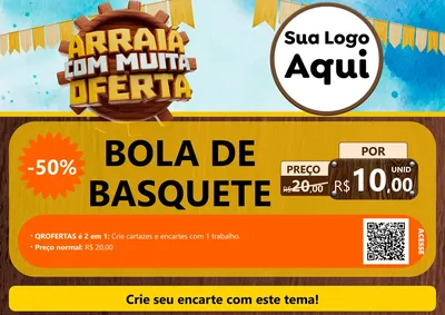 Modelo de Cartaz para Cartaz A4 Horizontal com o tema Ofertas de São João - Junina para Artigos Esportivos