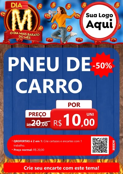 Modelo de Cartaz para Cartaz A4 Vertical com o tema Dia M - O Dia Mais Barato Do Mês para Auto peças