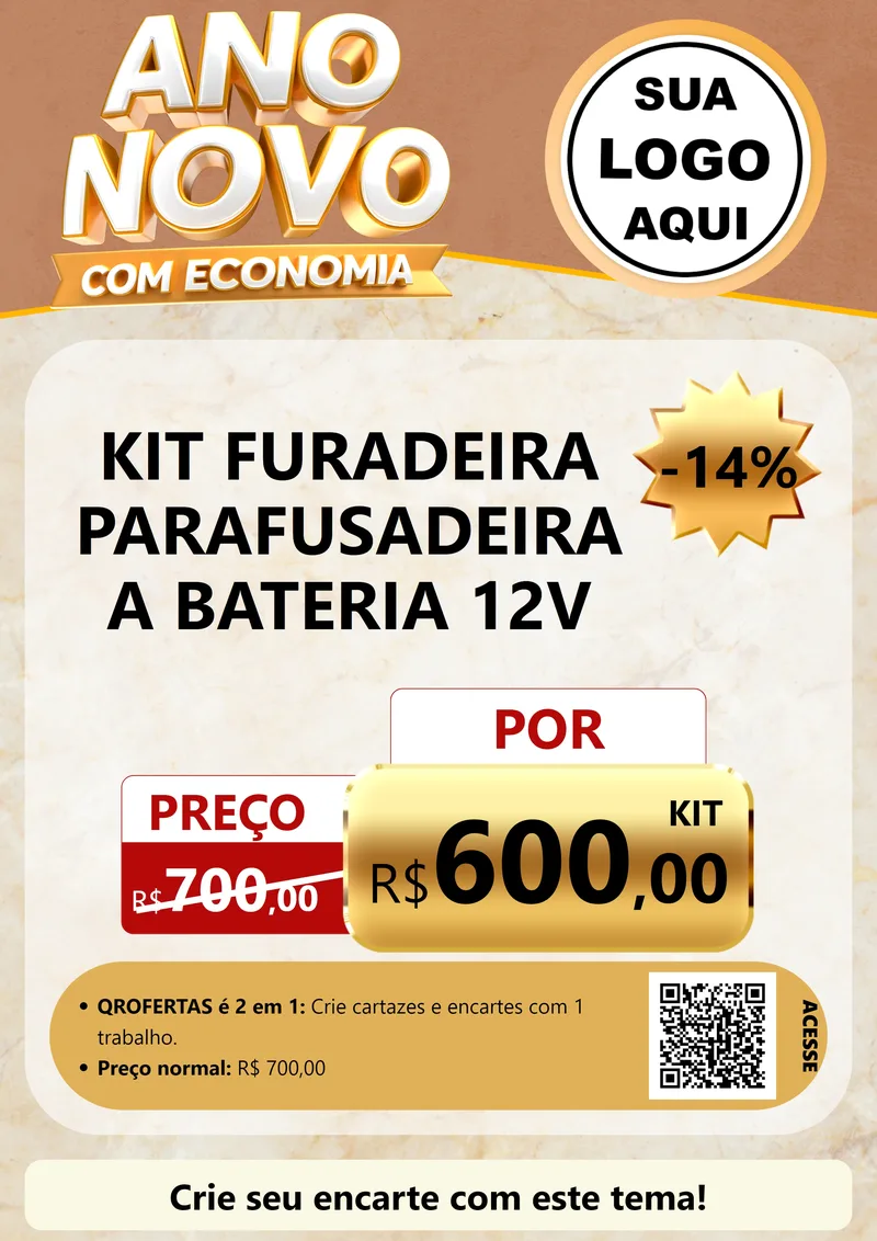 Modelo de Cartaz para Cartaz A4 Vertical com o tema Ano Novo Com Economia para Maquinas e Ferramentas
