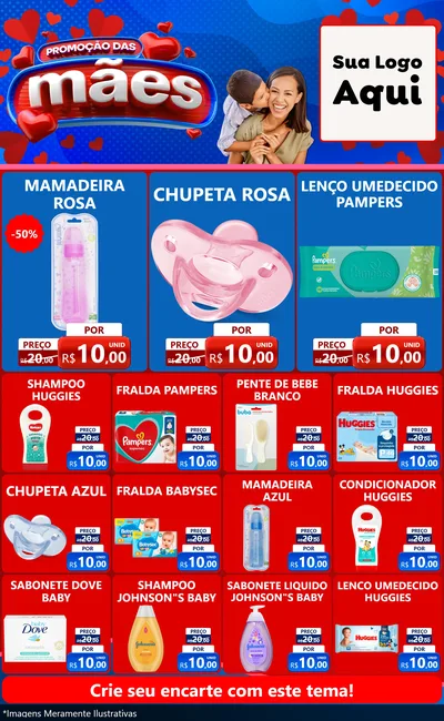 Modelo de Encarte para Encarte Grande com o tema Promoção das Mães para Bebês