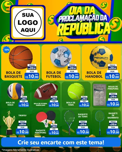 Modelo de Rede Social para Feed Instagram com o tema Dia Da Proclamação da República para Artigos Esportivos