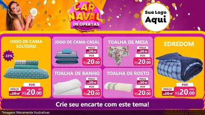 Modelo de TV para TV Horizontal com o tema Carnaval de Ofertas para Cama, Mesa e Banho