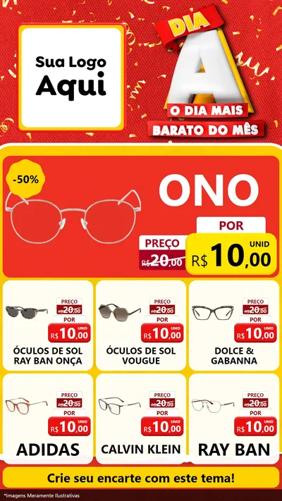 Modelo de Rede Social para Stories com o tema Dia A o Dia Mais Barato do Mês para Óticas