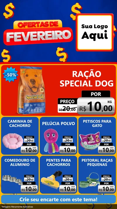 Modelo de Rede Social para Stories com o tema Ofertas de Fevereiro para Pet Shop