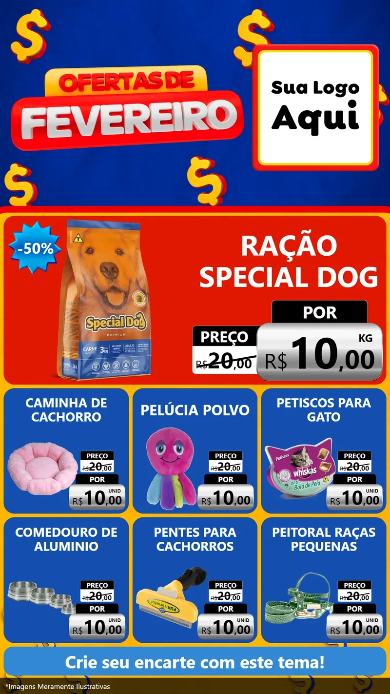 Modelo de Rede Social para Stories com o tema Ofertas de Fevereiro para Pet Shop