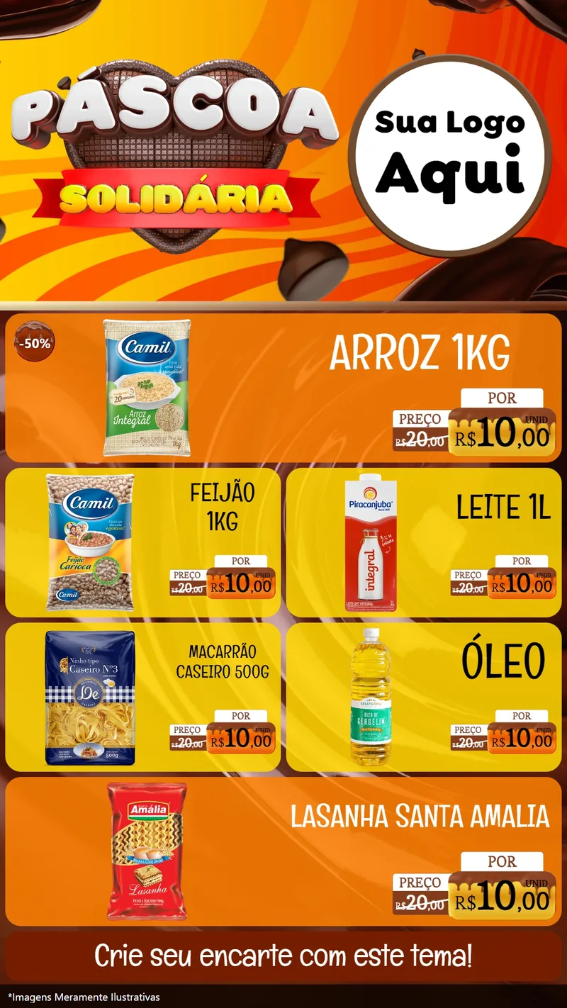 Modelo de TV para TV Vertical com o tema Páscoa Solidária para Supermercado