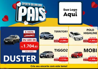 Modelo de Encarte para Encarte A4 Horizontal com o tema Oferta Do Dia Dos Pais para Concessionaria de Carros