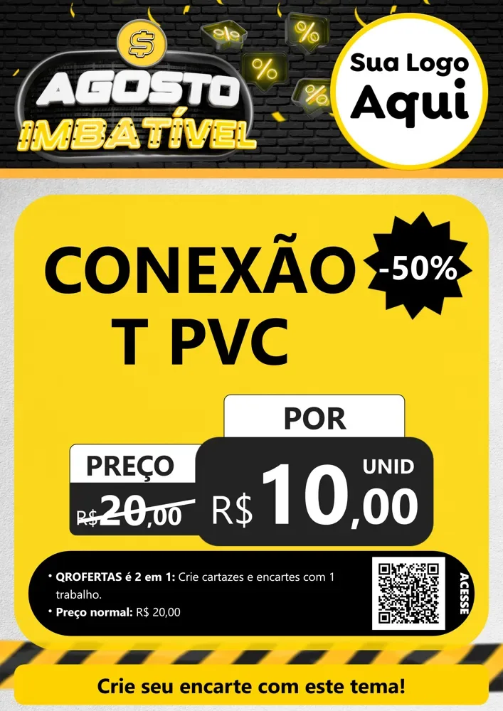 Modelo de Cartaz para Cartaz A4 Vertical com o tema Agosto Imbatível para Tubos e conexões