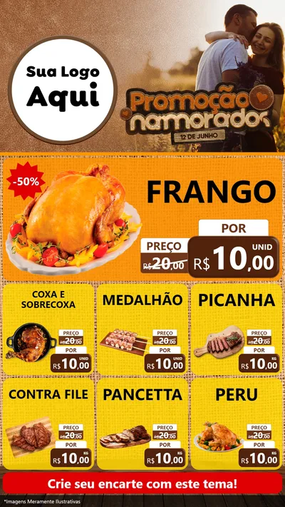 Modelo de Rede Social para Stories com o tema Promoção Namorados para Assados