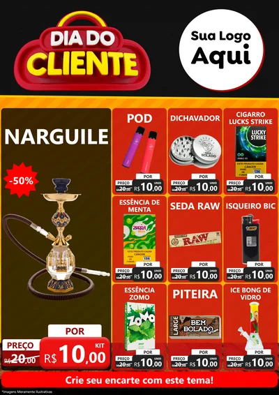 Modelo de Encarte para Encarte A4 Vertical com o tema Dia do Cliente para Tabacaria