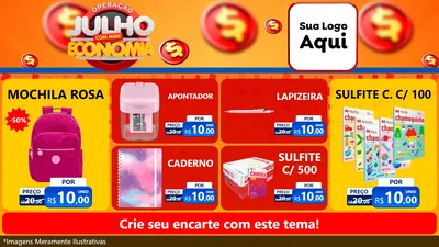 Modelo de TV para TV Horizontal com o tema Operação Julho Com Mais Economia para Papelaria