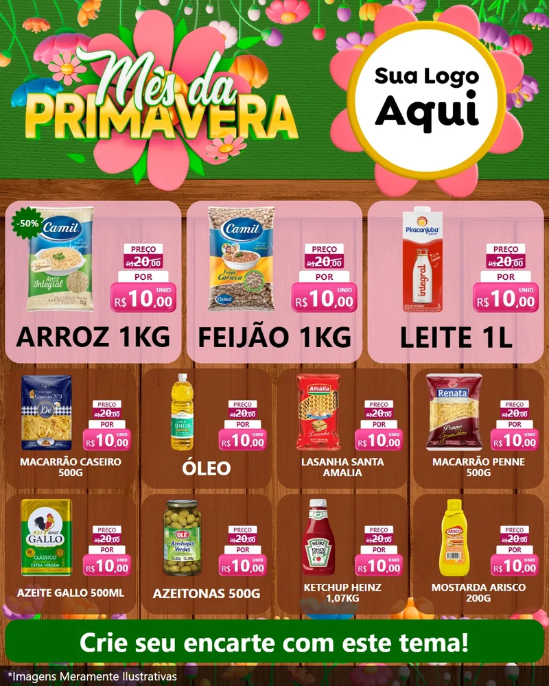 Modelo de Rede Social para Feed Instagram com o tema Mês da Primavera para Supermercado