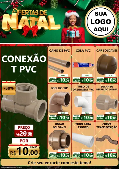 Modelo de Encarte para Encarte A4 Vertical com o tema Ofertas de Natal para Tubos e conexões