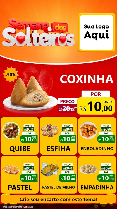 Modelo de Rede Social para Stories com o tema Semana dos Solteiros para Salgadaria