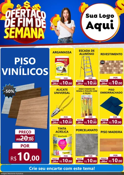 Modelo de Encarte para Encarte A4 Vertical com o tema Ofertaço de Fim de Semana para Material para Construção
