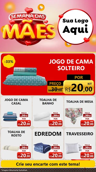 Modelo de Rede Social para Stories com o tema Semana das Mães para Cama, Mesa e Banho