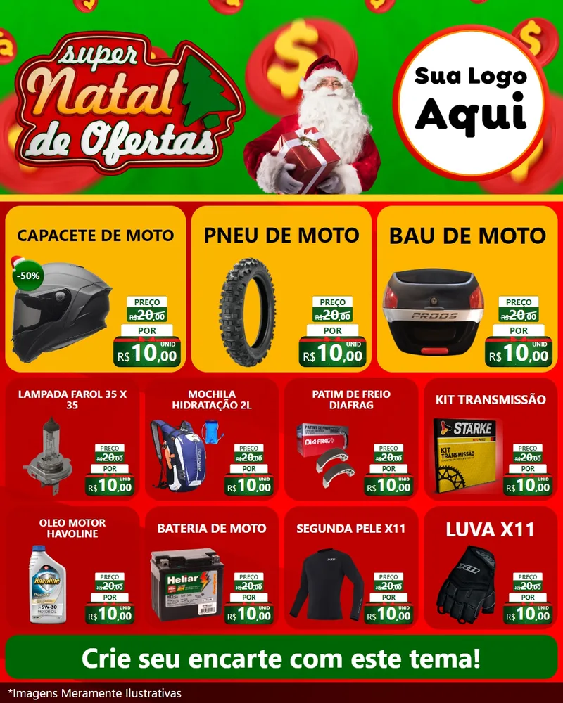 Modelo de Rede Social para Feed Instagram com o tema Super Natal de Ofertas para Moto peças