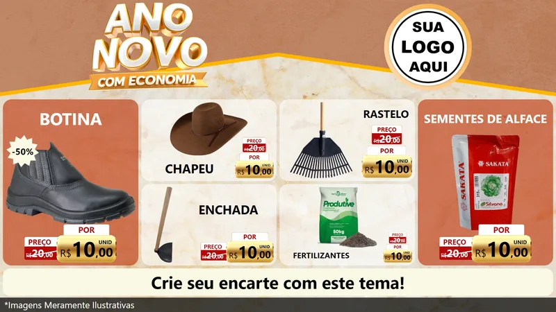 Modelo de TV para TV Horizontal com o tema Ano Novo Com Economia para Agropecuária