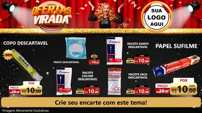 Modelo de TV para TV Horizontal com o tema Ofertas da Virada para Embalagens