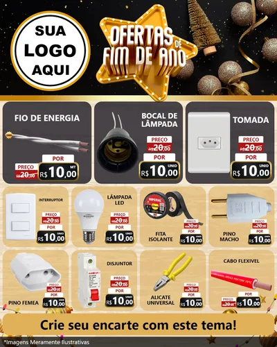 Modelo de Rede Social para Feed Instagram com o tema Ofertas de Fim de Ano para Materiais Elétricos