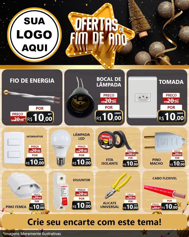 Modelo de Rede Social para Feed Instagram com o tema Ofertas de Fim de Ano para Materiais Elétricos