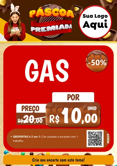 Modelo de Cartaz para Cartaz A4 Vertical com o tema Páscoa Premiada para Água e gás